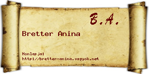 Bretter Anina névjegykártya